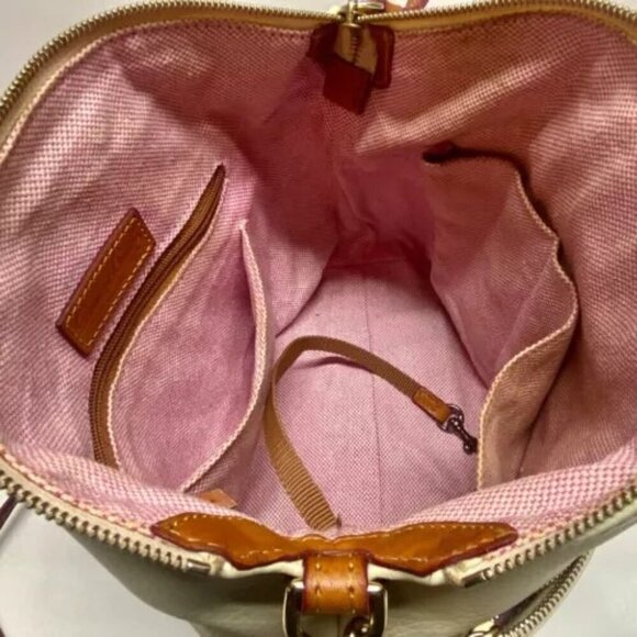 Dooney & Bourke Dillen Double Pocket Convertible Satchel Cream Pebbled Leather - Picture 12 of 16